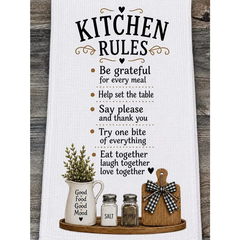 Farmhouse Kitchen Rules Towel Family Kitchen Decor Eat Laugh Love Together